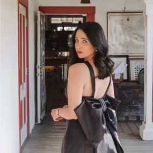 ZARA BOW TRIM VOLUMINOUS SATIN EFFECT MINI DRESS BLACK . SIZE M, L